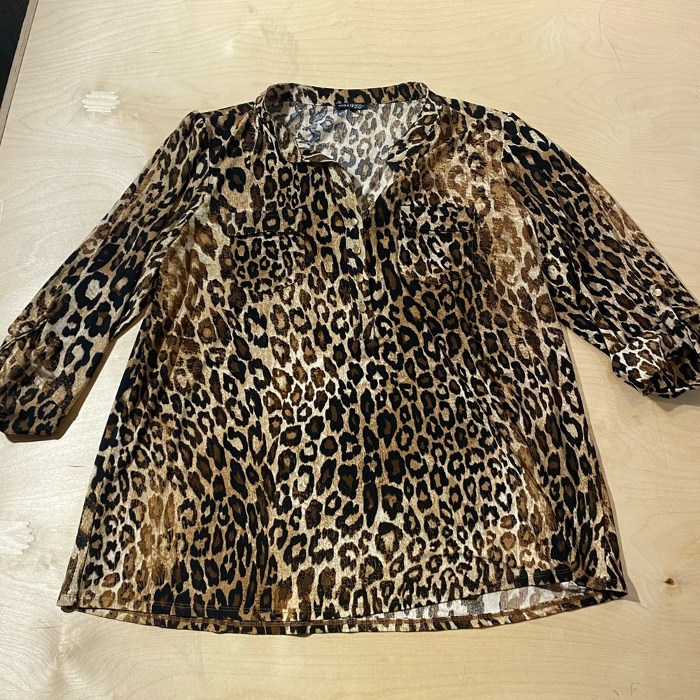 Ava & Grace Woman Leopard Print Blouse 2X (IQ)
